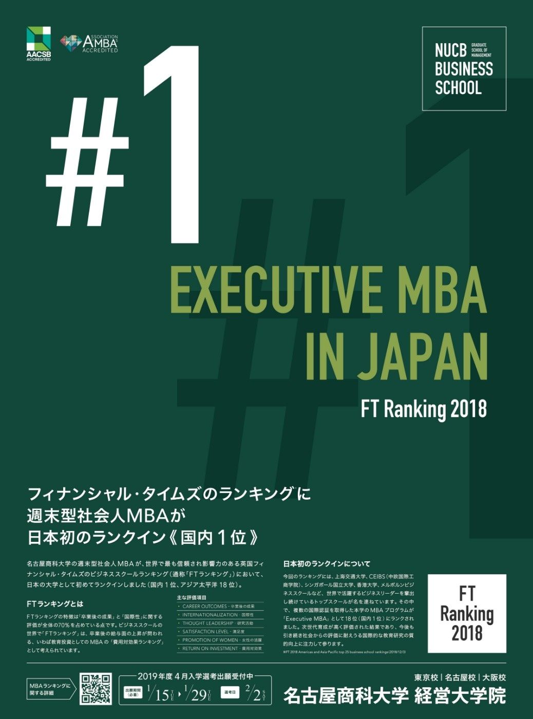 日本経済新聞掲載 Ftランキング国内1位 名商大ビジネススクール 国際認証mba